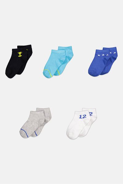 Tahari Toddlers Boy 5 Pairs Plain Ankle Socks, Black