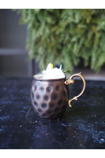 Bakır Concept Copper Mug Cup with Eyebrow Model Oxidized Color