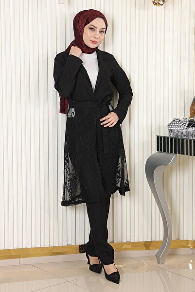 Modamihram Spitzenanzug Schwarz 9331