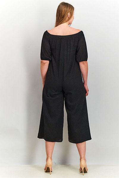 Asos Design Women Textured Short Sleeve Jumpsuit, Black