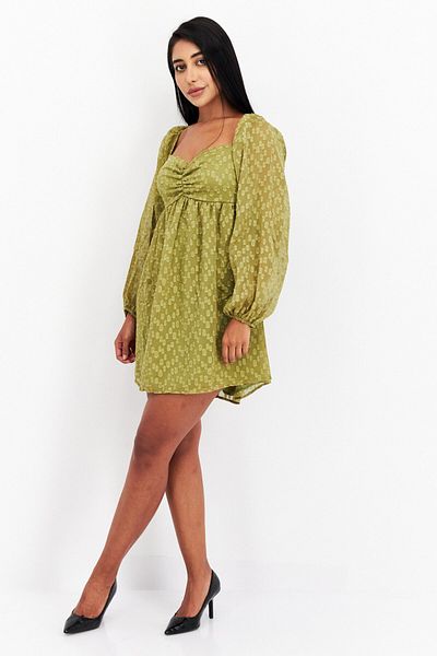 Endless Blu Women Textured Mini Dress, Green