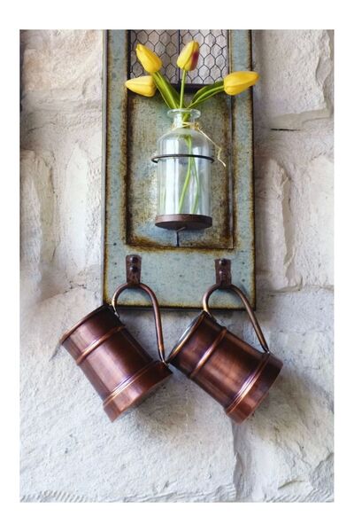 Bakır Concept Copper Mug Cup Barrel Model (2 Pcs) Oxidized Color