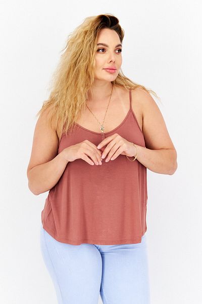 Gentle Fawn Women Henley Neck Sleeveless Solid Tank Top, Brown