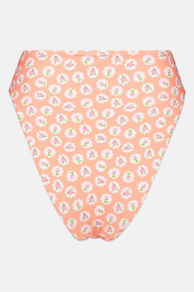 Asos Design Women Floral Print Bikini Bottom, Peach Combo