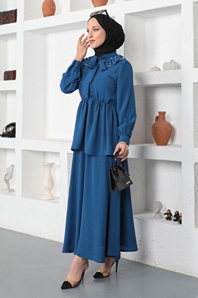 Modamihram Szoknya öltöny gyöngyökkel Indigo 19900