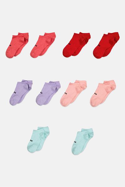 RBX Women 10 Pairs Ankle Plain Socks, Pink