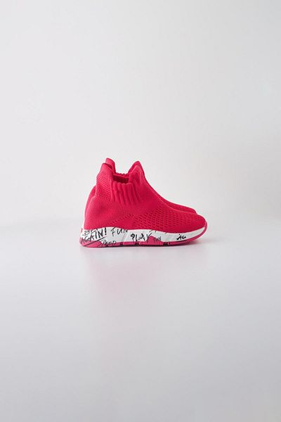 Katia&Bony Fuchsia Colored Text Printed Children's Sock Shoes