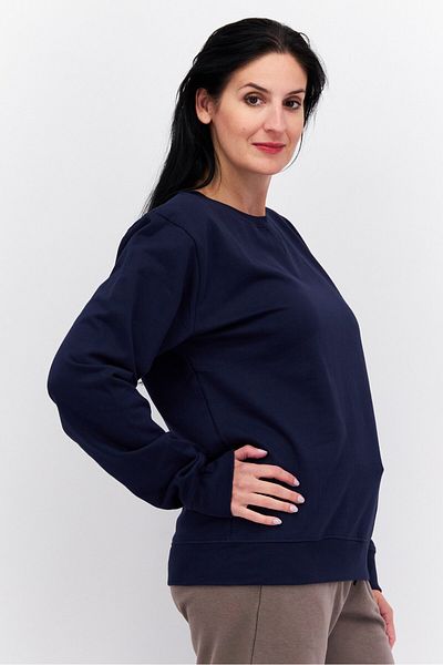 Nautica Women Crew Neck Embroidered Long Sleeve Sweatshirts, Navy