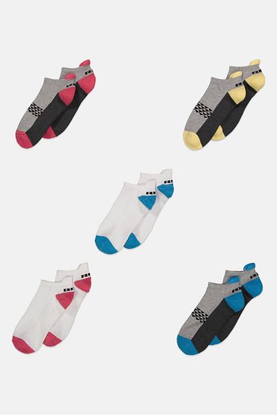 RBX Women 5 Pairs Brand Logo Socks, White