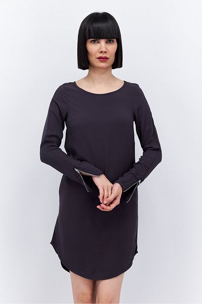 Divided by H&M Women Solid Long Sleeve Mini Dress, Dark Grey