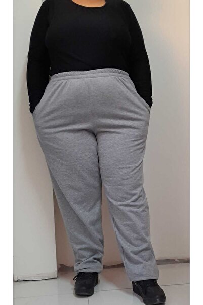 Mertcan Butik Γκρι χειμερινό αθλητικό παντελόνι - 2 κλωστές, ελαστική μέση και φόρμα