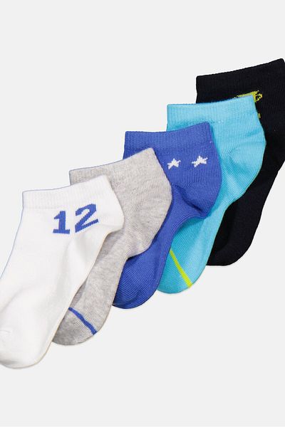 Tahari Toddlers Boy 5 Pairs Plain Ankle Socks, Black