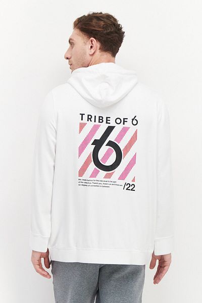 Tribe of 6 Men Sportswear Fit Football Sweatshirt, White