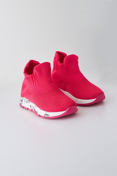 Katia&Bony Fuchsia Colored Text Printed Children's Sock Shoes