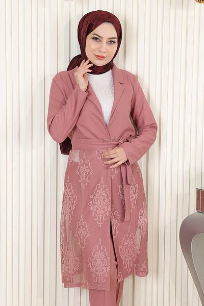 Modamihram Dusty Rose Lace Set - 9331 Model