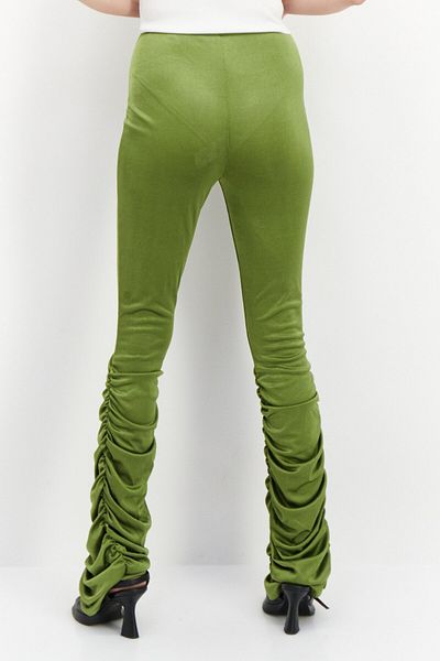 Rebellious Women Regular Fit Ruched Pants, Mid Green