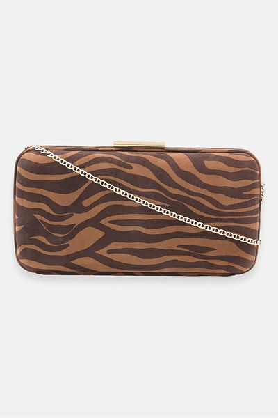 Gianvito Rossi Women Zebra Print Clutch Bag 22 L x 12 H x 4 W cm, Tan Combo
