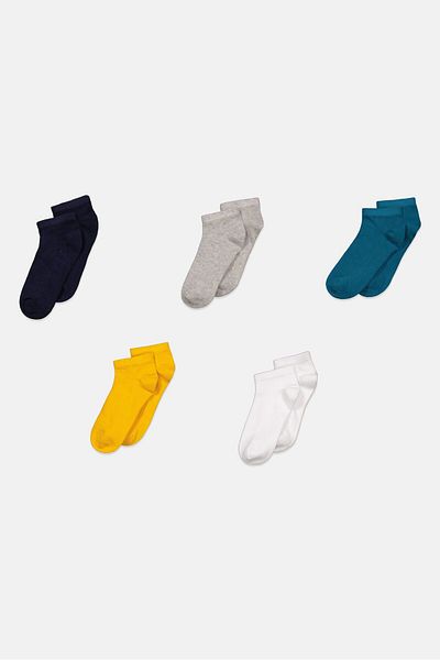 Tahari Kids Boy 5 Pairs Plain Ankle Socks, Yellow