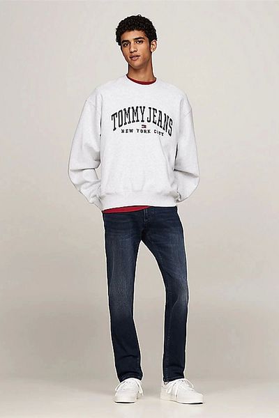 Tommy Jeans Férfi Slim Fit Stretch pamut farmernadrág - logó, egyenes lábú, DM0DM20386 1BK