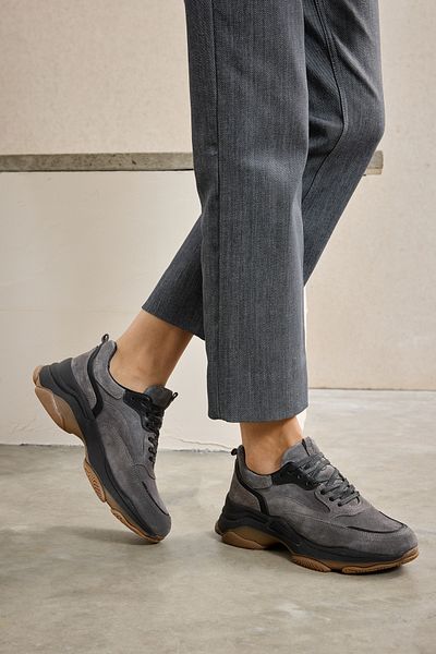 Ziya Genuine Leather Women's Sneakers - 1431000 Z3389 Anthracite