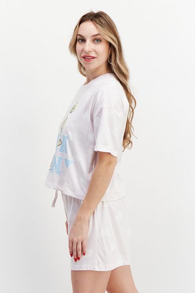 Looney Tunes Women 2 Pcs Printed Top And Short Pajama, Light Pink Combo