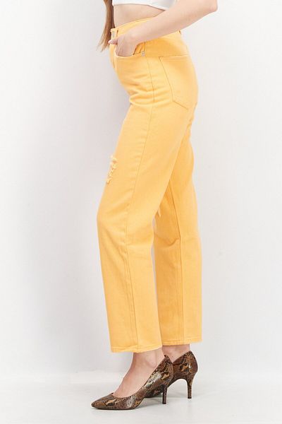 Signature 8 Women Regular Fit Ripped Denim Jeans, Orange