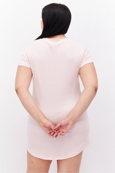 French Affair Women Graphic Short Sleeves Sleepwear Dress, Pink