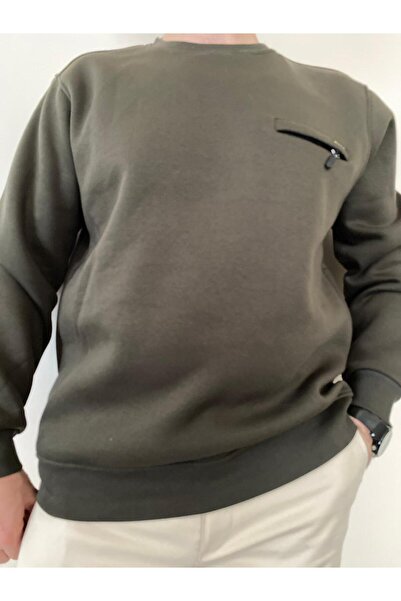 BENESSE Φούτερ με τρεις κλωστές 0 λαιμόκοψη με φερμουάρ τσέπης με φλις εσωτερικά