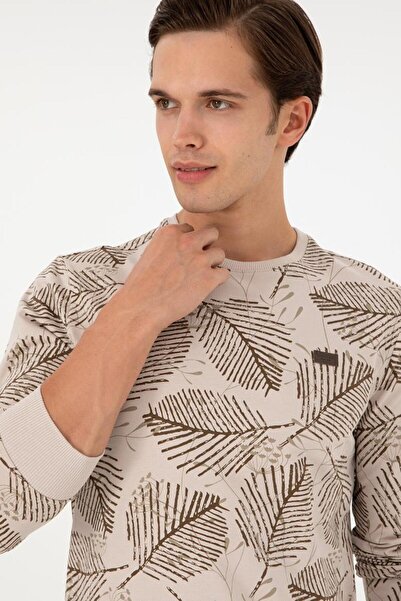 U.S. Polo Assn. Мъжки суичър с щампа на листа - кръгла яка, стандартна кройка Dmls G081Sz082.000. 1945630