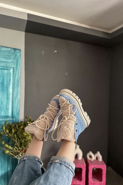 SHOEBELLAS Γυναικείες μπότες Local Denim Color Fur