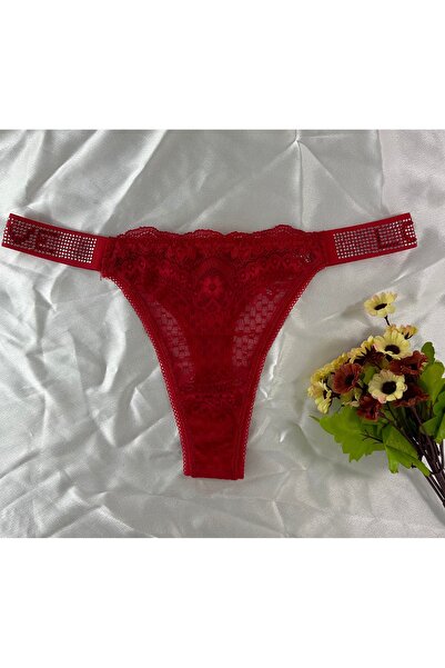 lenastella Love Taş Baskılı Full Esnek Dantel Tanga