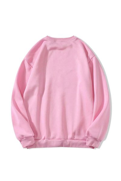 SOFTWAY ΡΟΖ Unisex Oversize Crew Neck Hystarigal εμπριμέ φούτερ