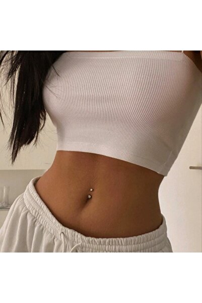 Heppii Tektaş Minimal Göbek Piercingi Çelik Gold Renkli