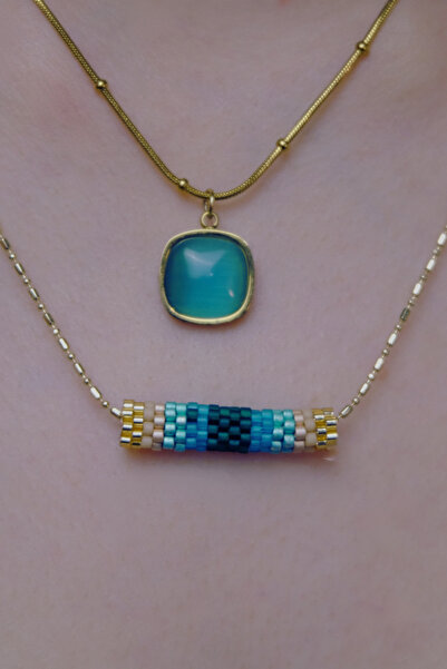 ayışığı Xuping Miyuki Blue Necklace Set