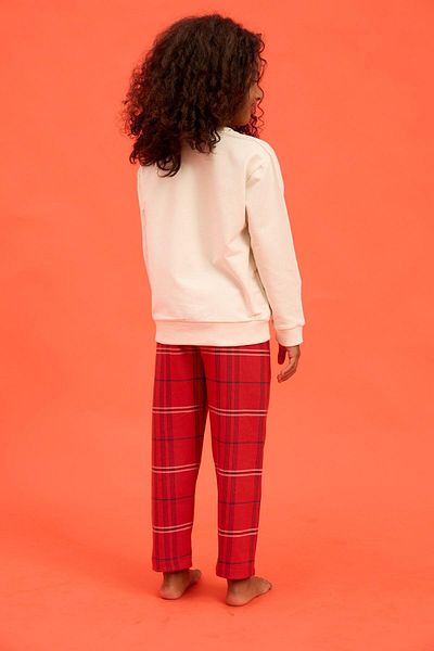 Katia&Bony Red Deer Patterned Girl's Pajama Set - New Year