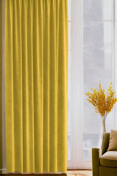 Soyoe Yellow Background Curtain Velvety Texture Single Wing Curtain