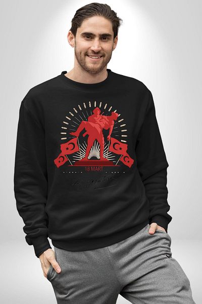 Angemiel Çanakkale Ataturk Signature - Women's and Men's Black Sweatshirt