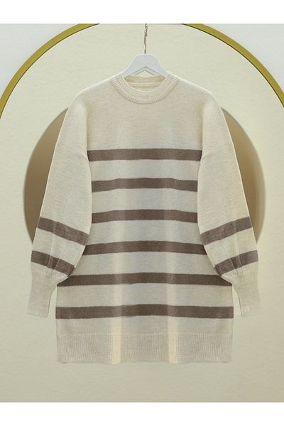 Modamorfo Round Neck Slit Knitwear Tunic -Ground