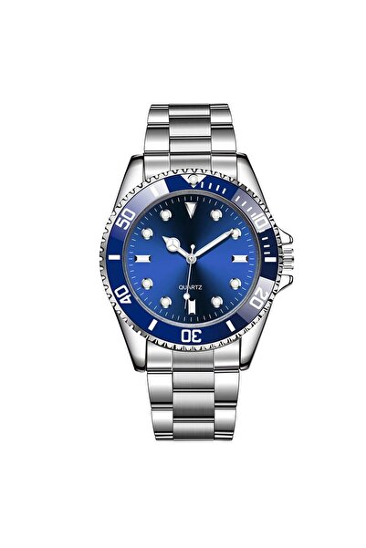İSTLİV ساعة يد رجالية باللون الفضي والأزرق