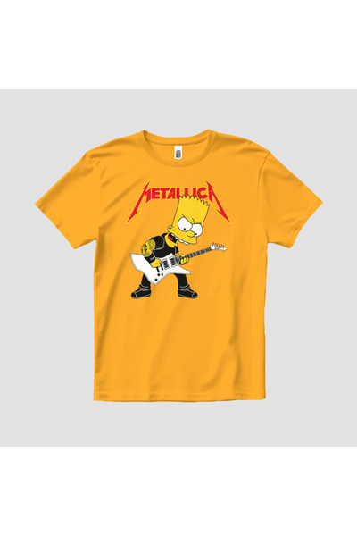 Built By Crazy تي شيرت بارت سيمبسونز ميتاليكا للأطفال للجنسين