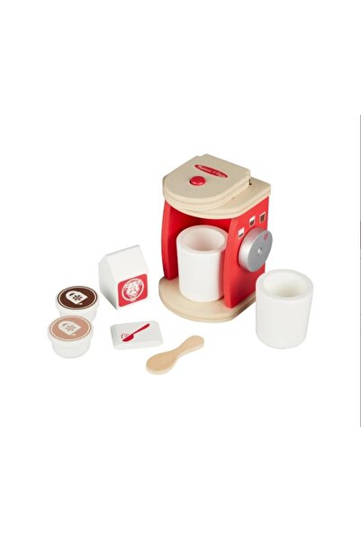 Melissa and Doug ماكينة صنع القهوة الخشبية ومجموعة الخدمة