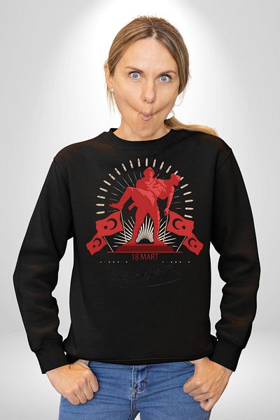 Angemiel Çanakkale Ataturk Signature - Women's and Men's Black Sweatshirt
