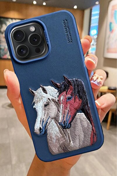 3GEN CASE İphone 15 Pro uyumlu Lisanslı 3D Nakış İşlemeli İçi Kadife Deri Kap...