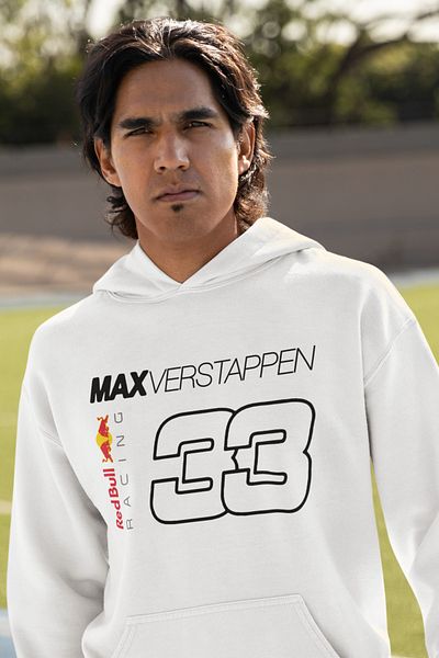 MAGORS Verstappen - Φούτερ με κουκούλα με 3 κλωστές και μακρυμάνικο βαμβακερό εμπριμέ