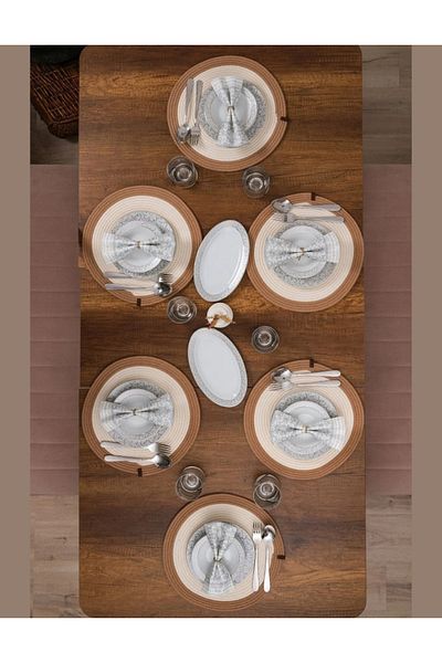 CARPELLA HOME 6-Piece American Service - Plate, Plate, Jute Plate, Gift Household Item, Bohemian Plate
