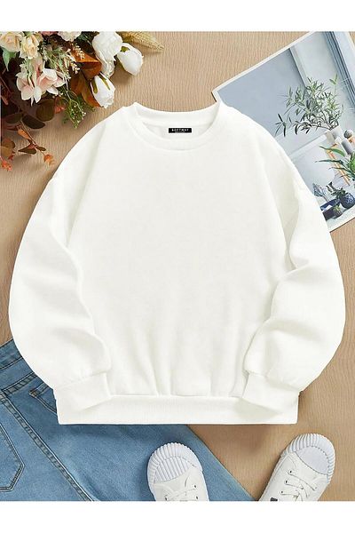 SOFTWAY Унисекс суитшърт с кръгло деколте и щампа Rose Love Oversize EKRU