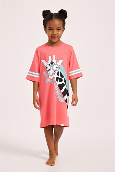 Katia&Bony Cămașă de noapte pentru fetiță girafă distractivă, roz