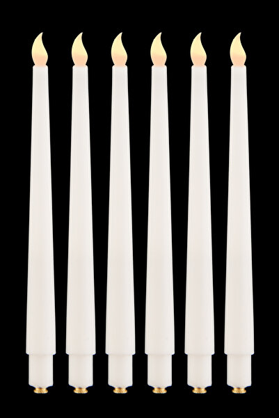 TR Turan Collection 6'lı Pilli Led Şamdan Mumu 28 cm, Beyaz Renk