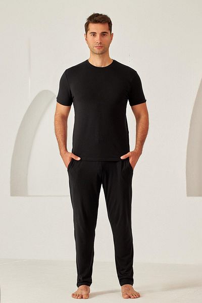 Katia&Bony Ανδρικό μαύρο T-Shirt - Crew Neck, Πολύχρωμο