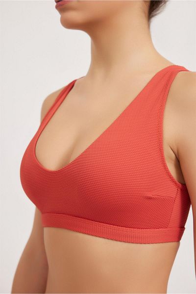 Katia&Bony Waffle Thick Strap Women's Bikini Top Terracotta